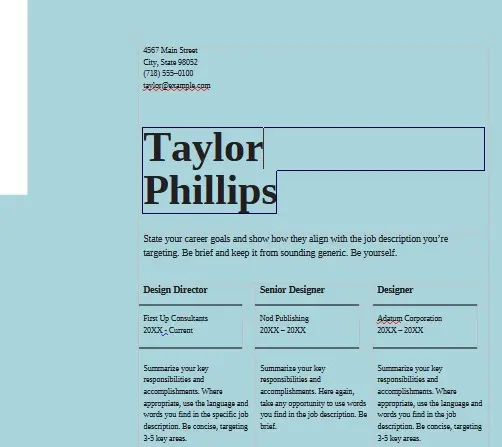 Resume Writing Template