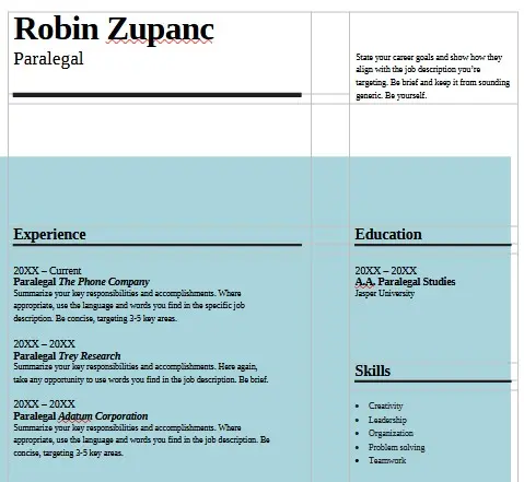 Resume Writing Example