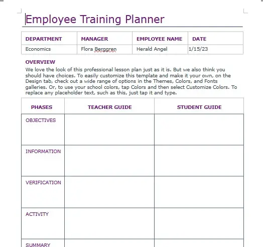 Training Plan