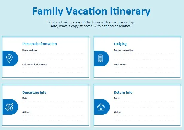 Vacation Information Cards