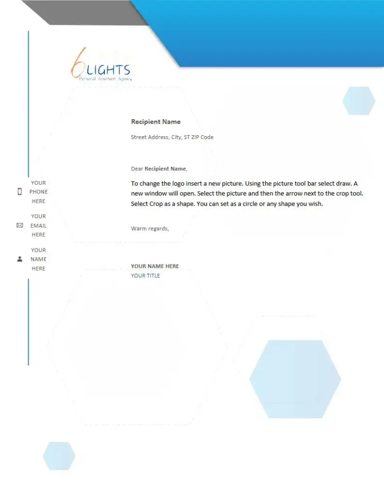 Blue and Grey Geometric Letterhead