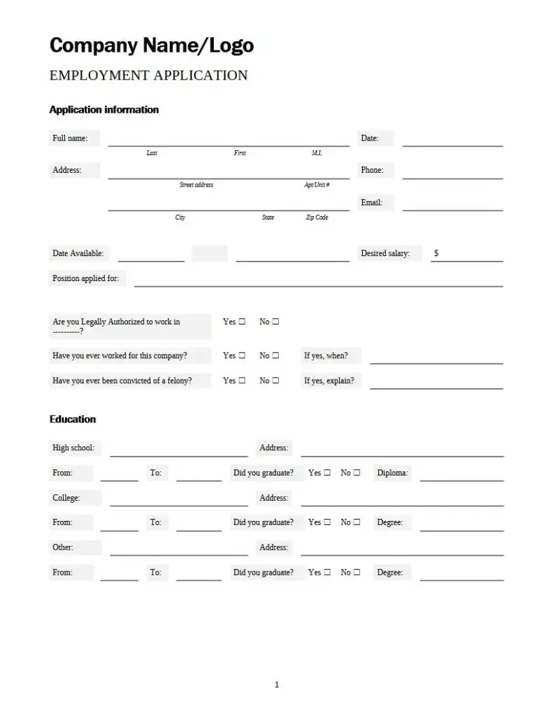 All Inclusive Application Form