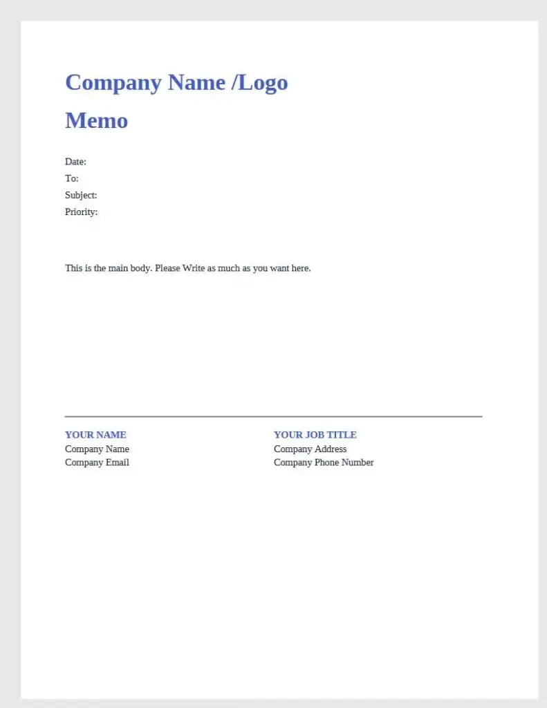 Classic Business Memo