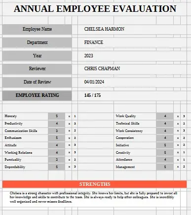Annual Employee Evaluation Form