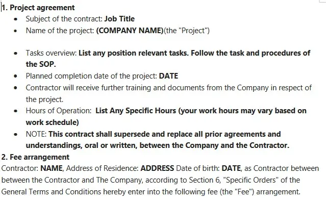 Employee/Contractor Employment Agreement