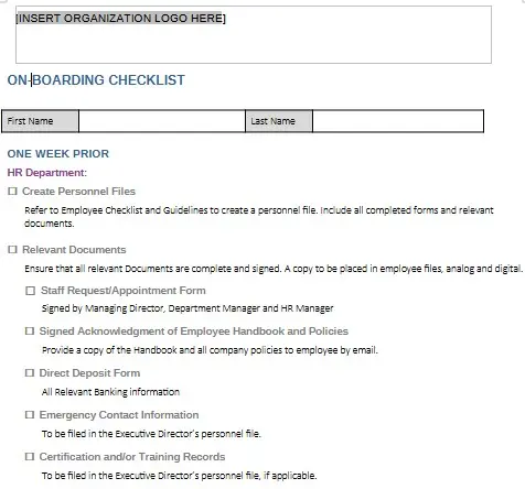On-Boarding Checklist Template