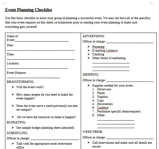Event Planning Checklist