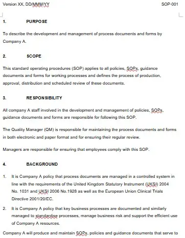 Standard Operating Procedures Template