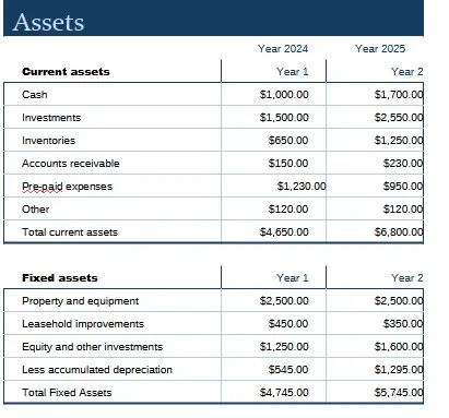 Business Balance Sheet