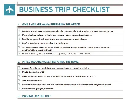 Business Trip Packing List