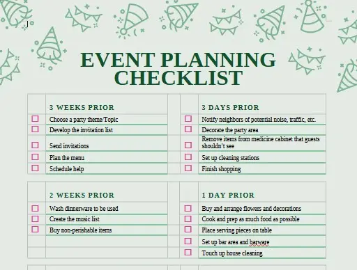 Event Party Planning Checklist