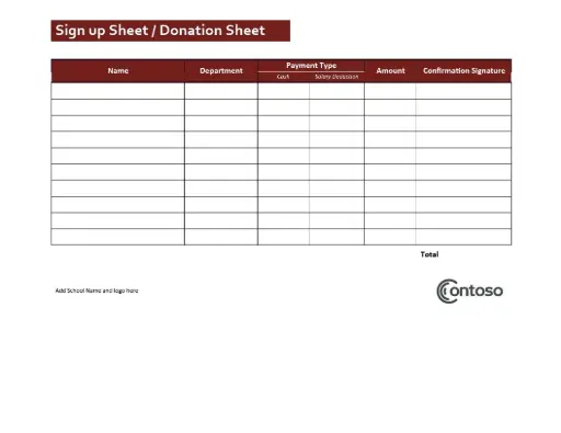 Donation Form/Sign Up Sheet