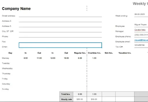 Employee Complete Time Sheet