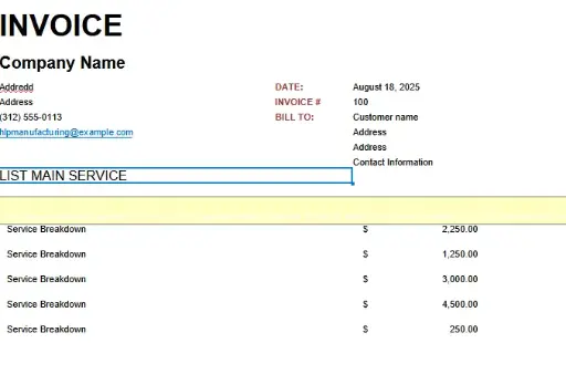Large Service Invoice