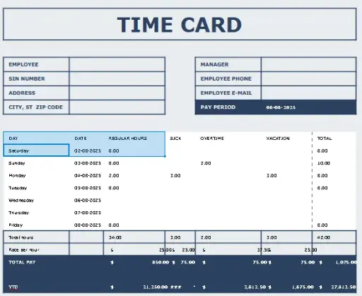 Employee Time Card / Pay Slip