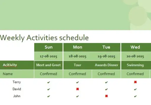 Weekly Activity Schedule